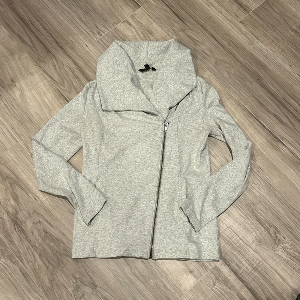 Banana Republic sweater Womens XS Gray Knit Moto 3/4 zip